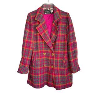 Vintage 80's Pink Blazer Coat Women's 8 Made in USA Gold Buttons